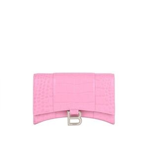 Balenciaga
Women's Hourglass Wallet With Chain Crocodile Embossed in Pink